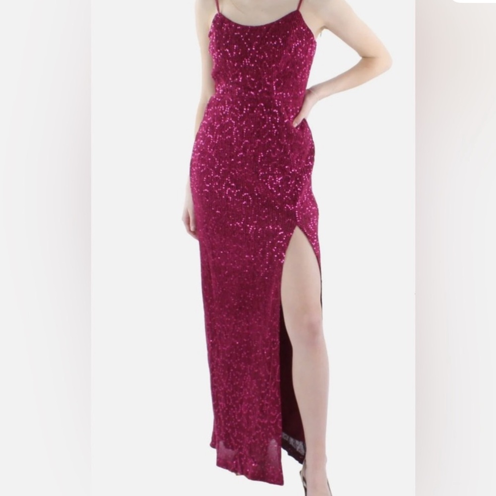 Teeze Me Wine-Red Sequin Slip Dress